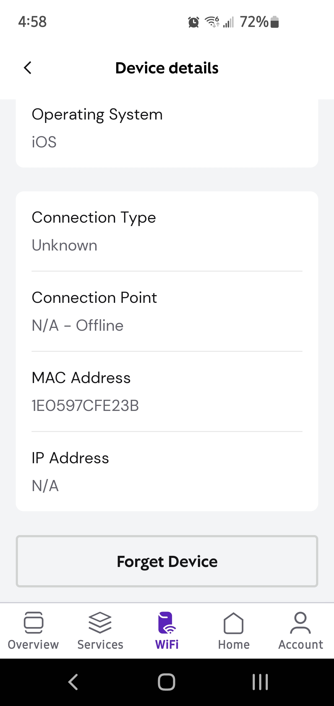 Xfinity App Forget
