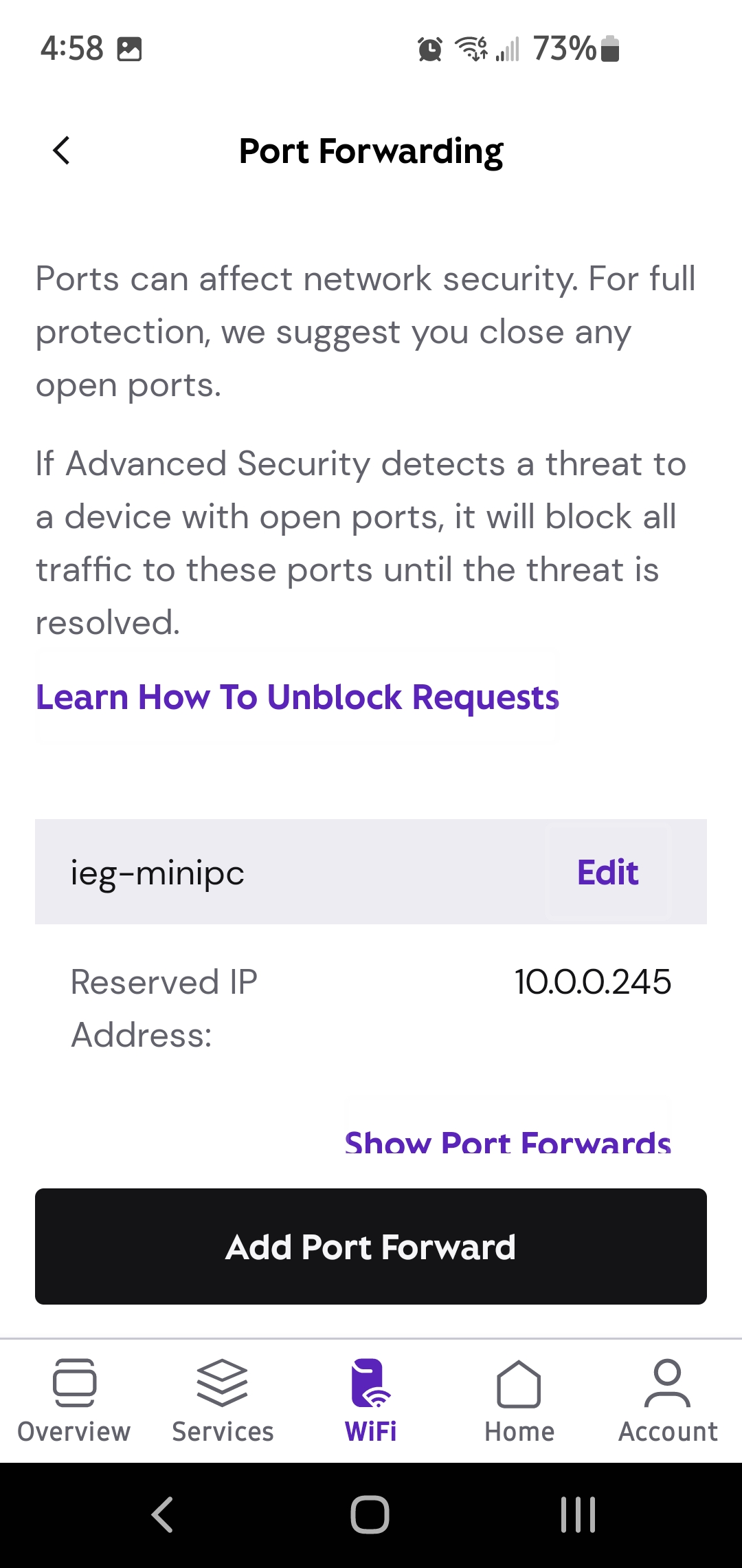 Xfinity App Port Forwarding