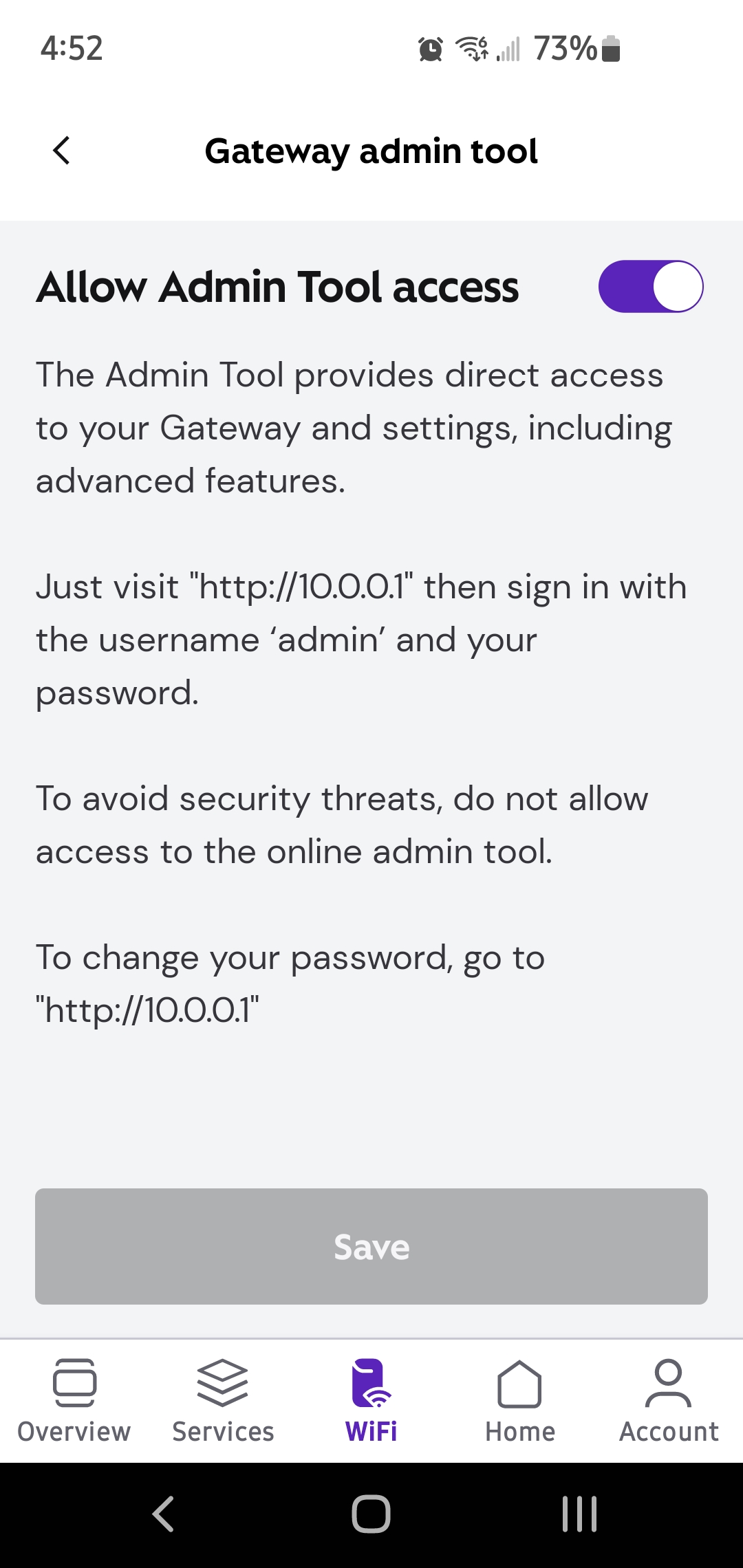 Xfinity App Gateway Admin Tool